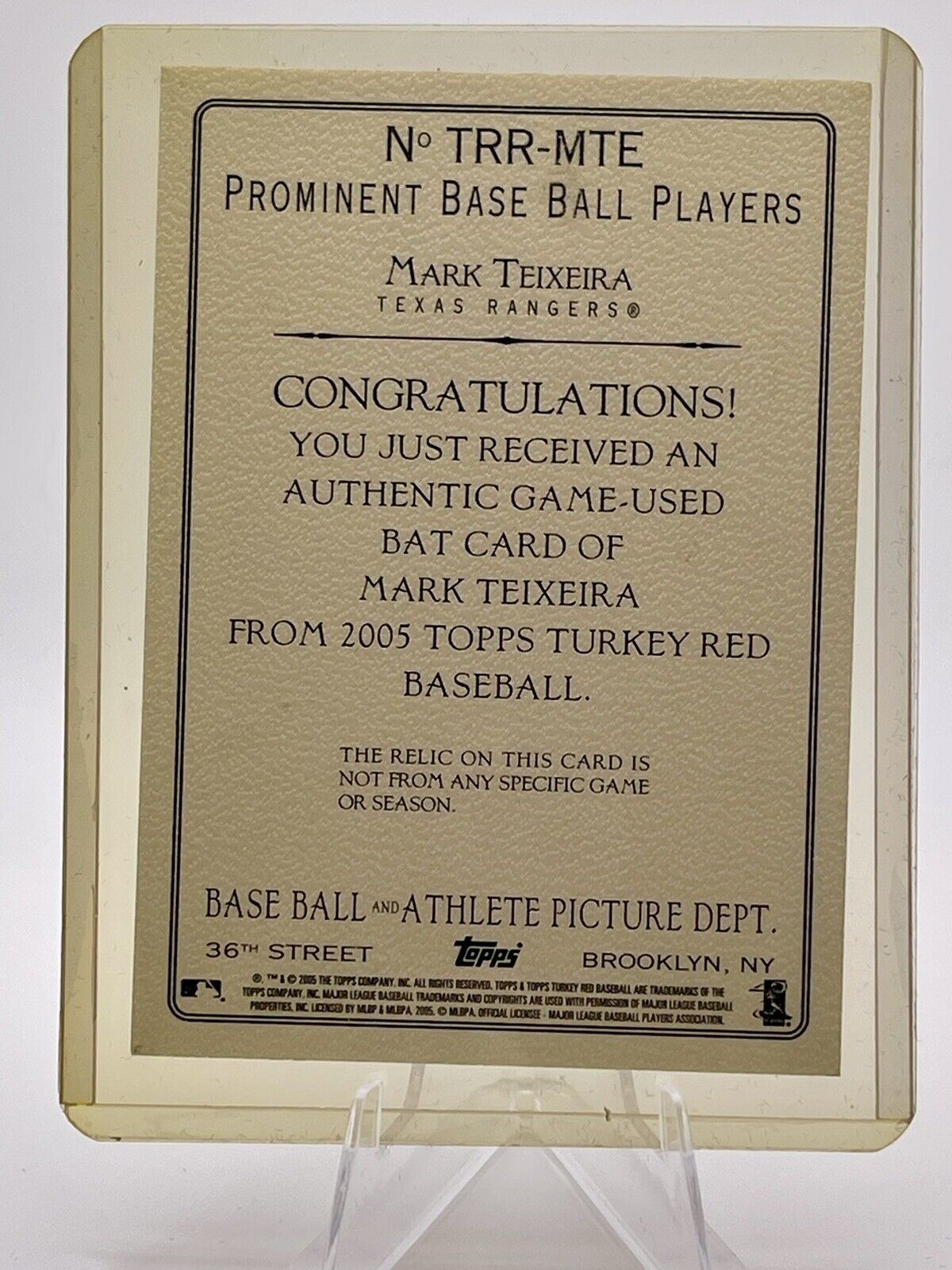 Mark Teixera 2005 Topps Turkey Red Bat Card