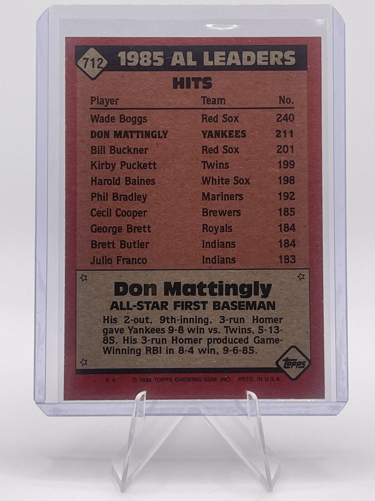 Don Mattingly 1986 Topps #712