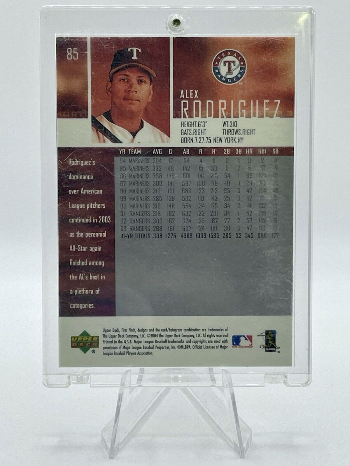 Alex Rodriguez 2004 Upper Deck With Plastic Case #85