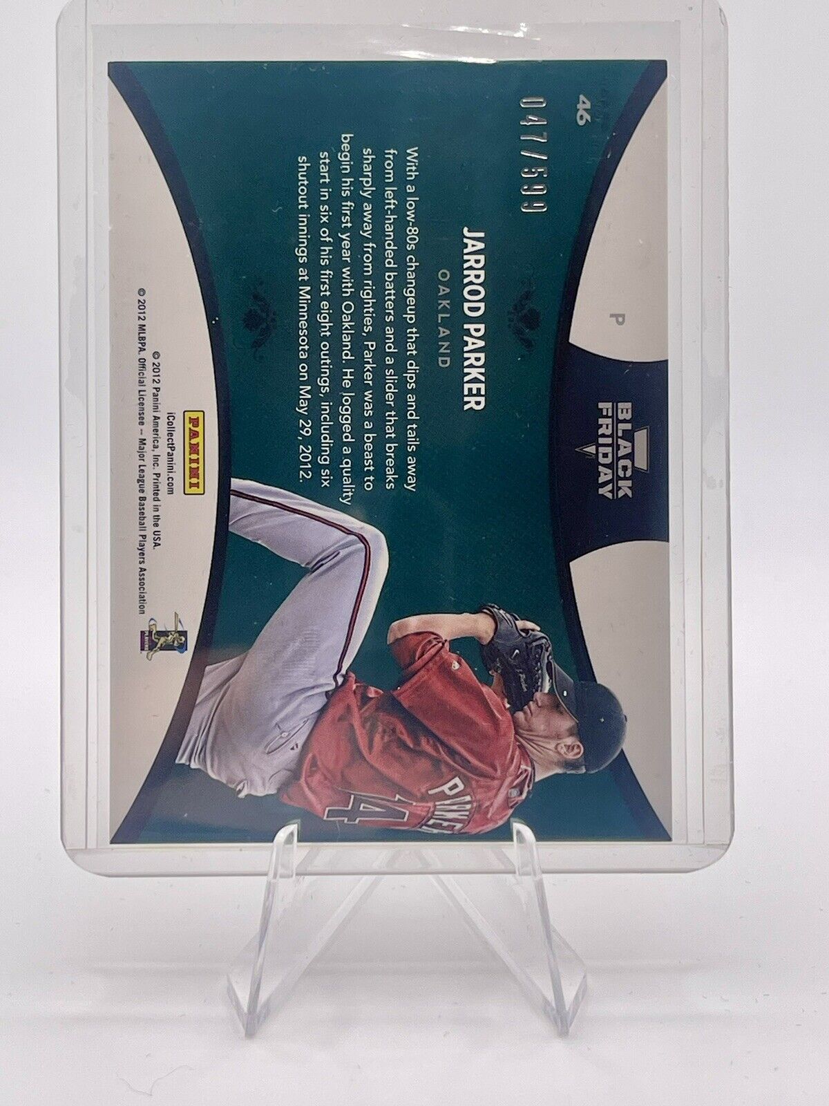 Jarrod Parker 2012 Panini Black Friday 047/599 Rookie Card