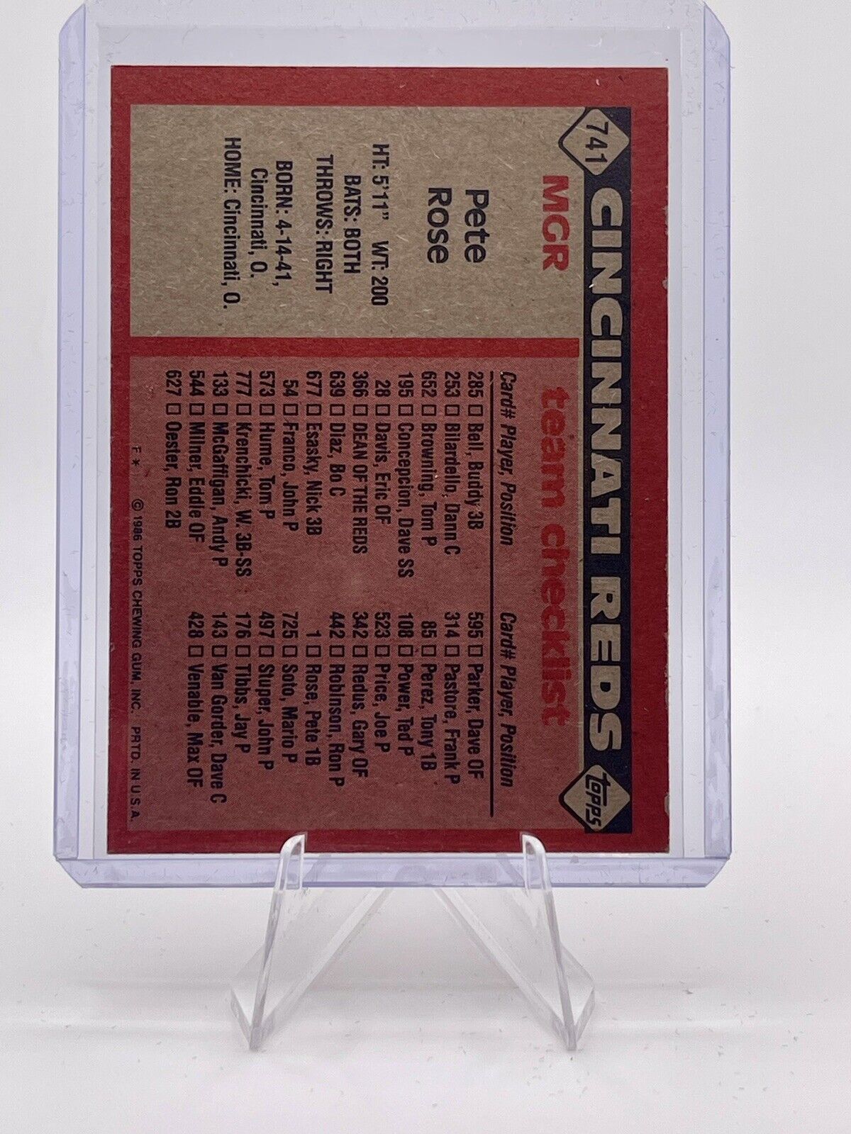 Pete Rose 1986 Topps #741