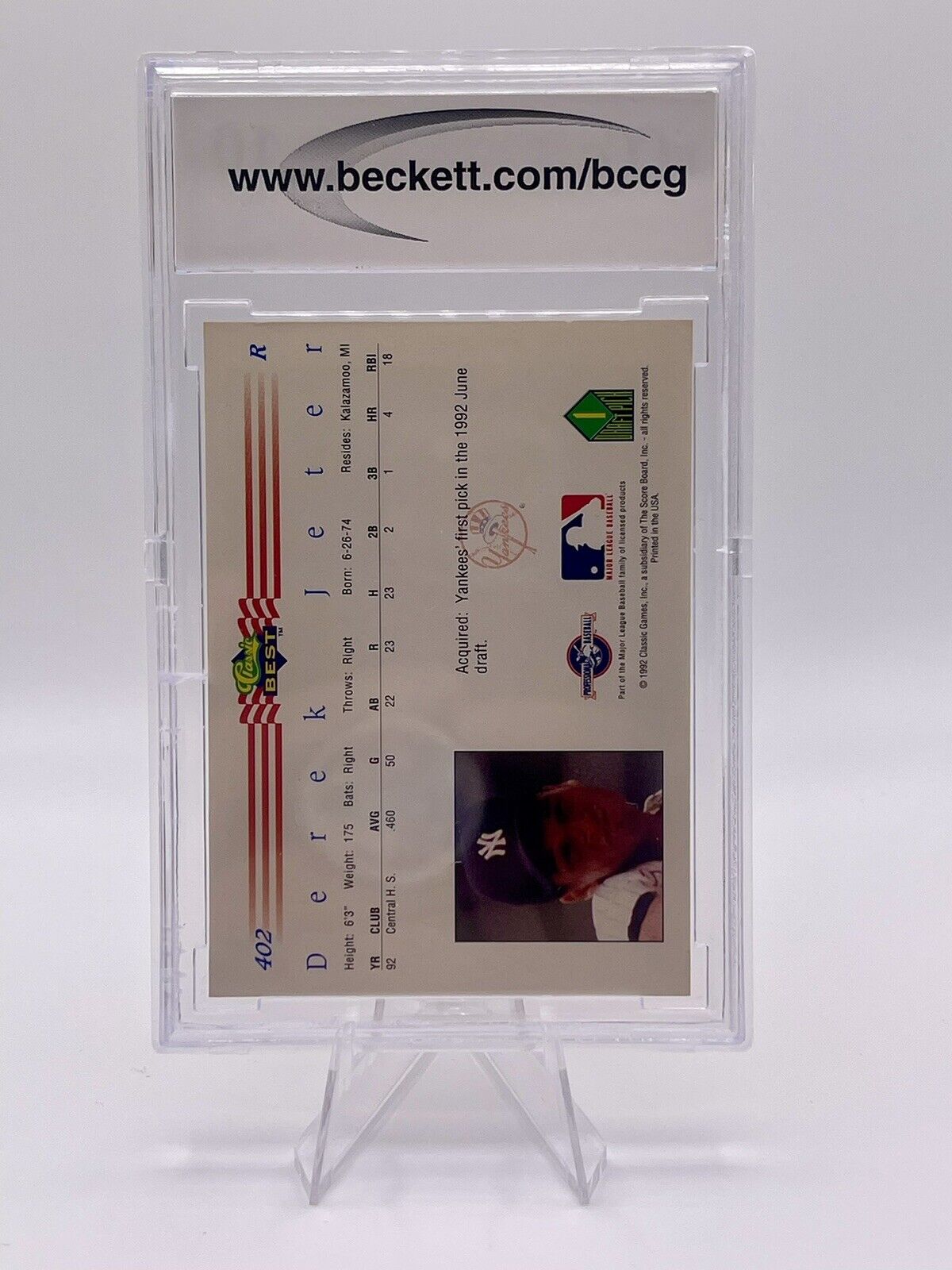 Derek Jeter 1992 Classic Best Blue Bonus Rookie Card