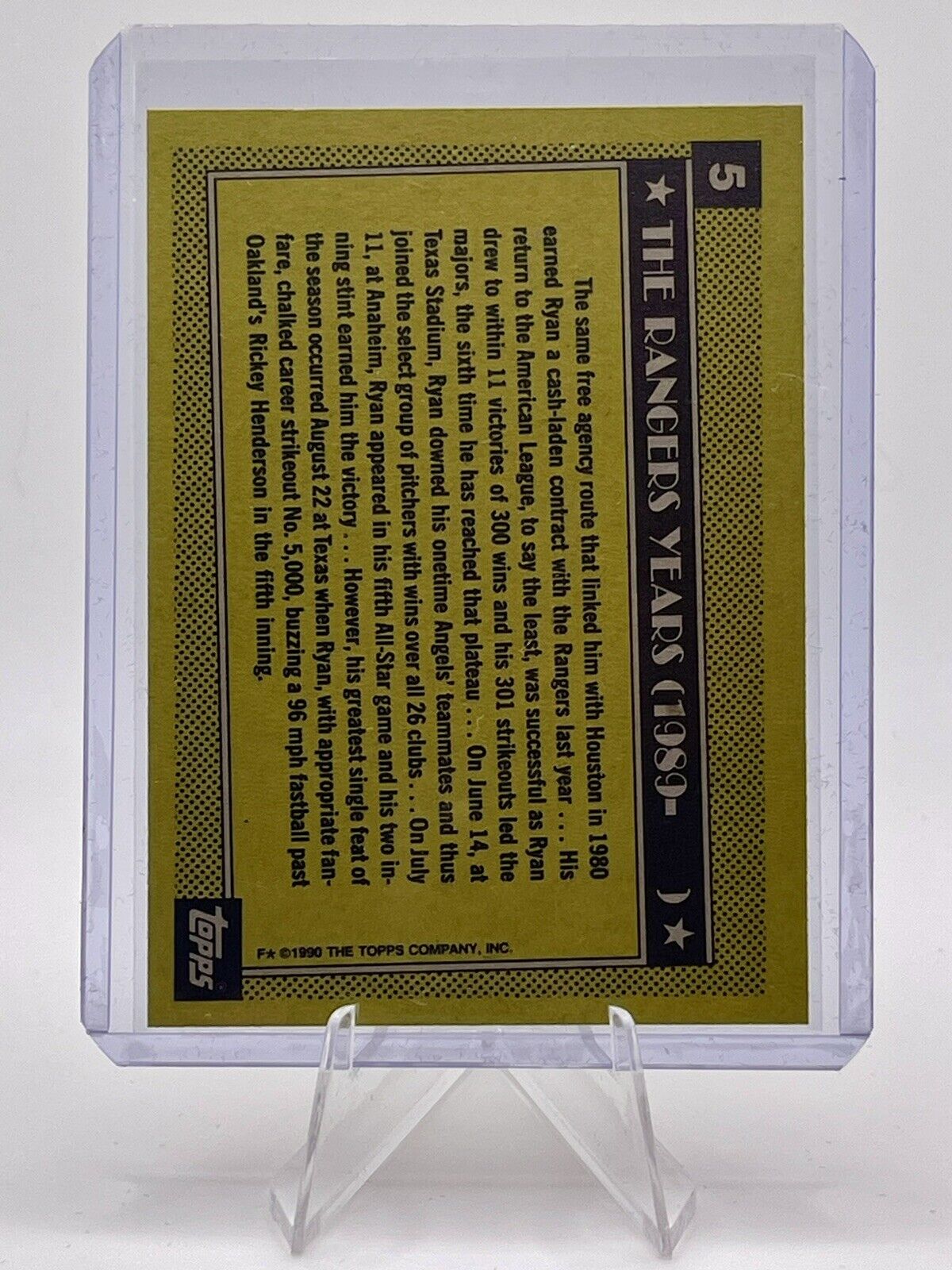 Nolan Ryan 1990 Topps 5000 Strikeouts #5