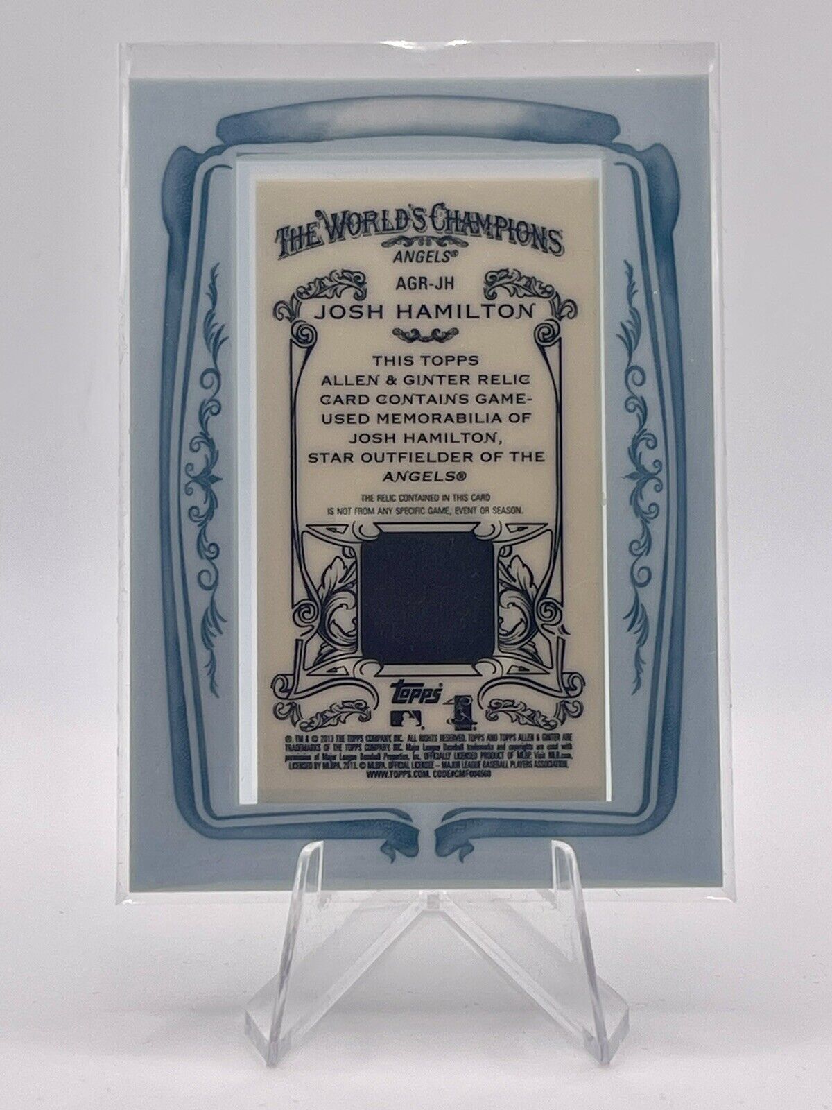 Josh Hamilton 2013 Topps Allen and Ginter Framed Mini Relics Jersey Card
