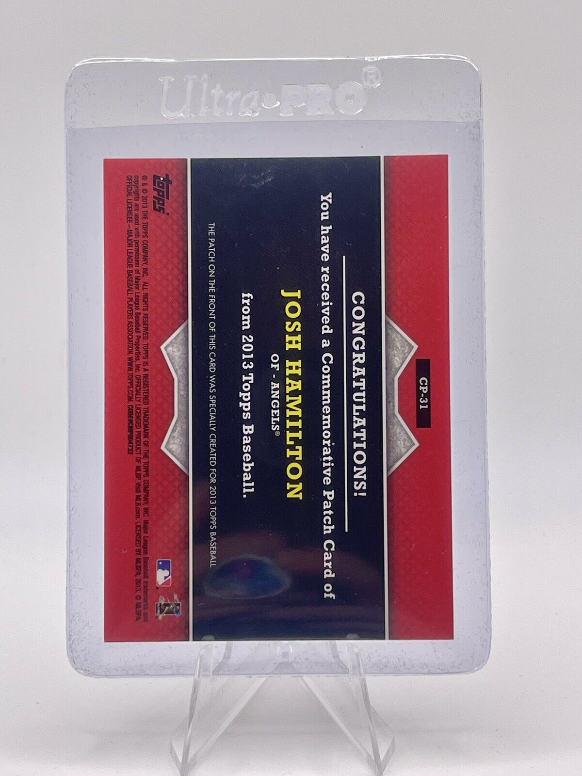Josh Hamilton 2013 Topps Commemorative Patch #CP-31 J
