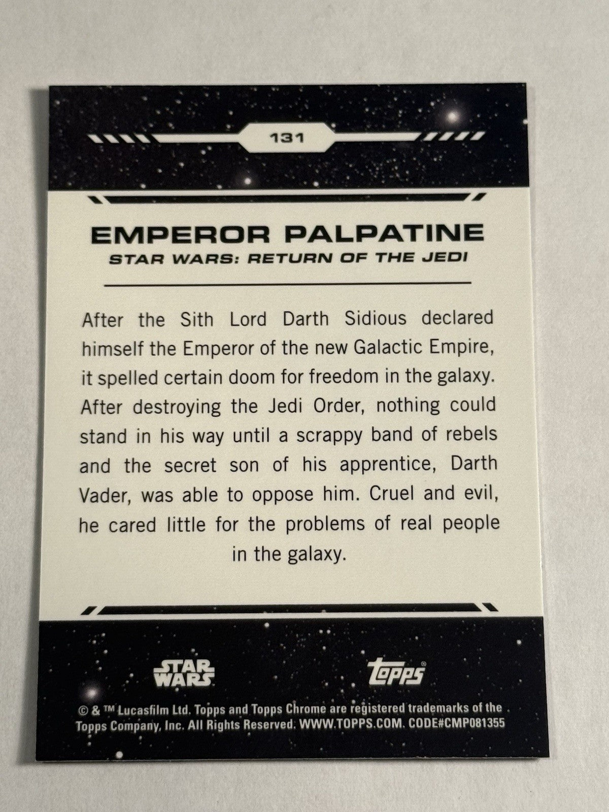 2024 Topps Chrome Star Wars Emperor Palpatine Blue Blaster Pulsar SP #131