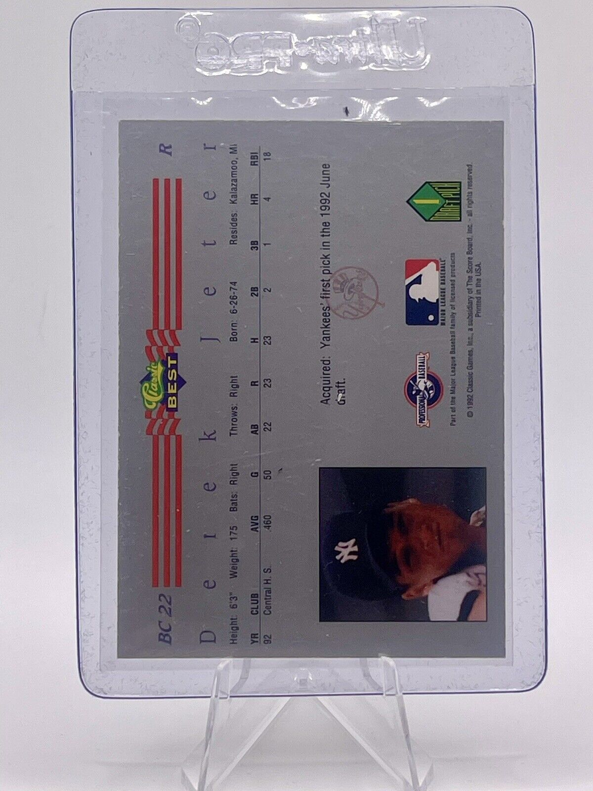 Derek Jeter RC, 1992 Classic Best #BC-22