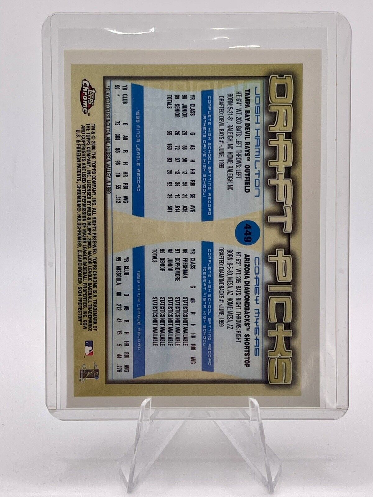 Josh Hamilton/Corey Myers Topps Chrome Rookie Card #449