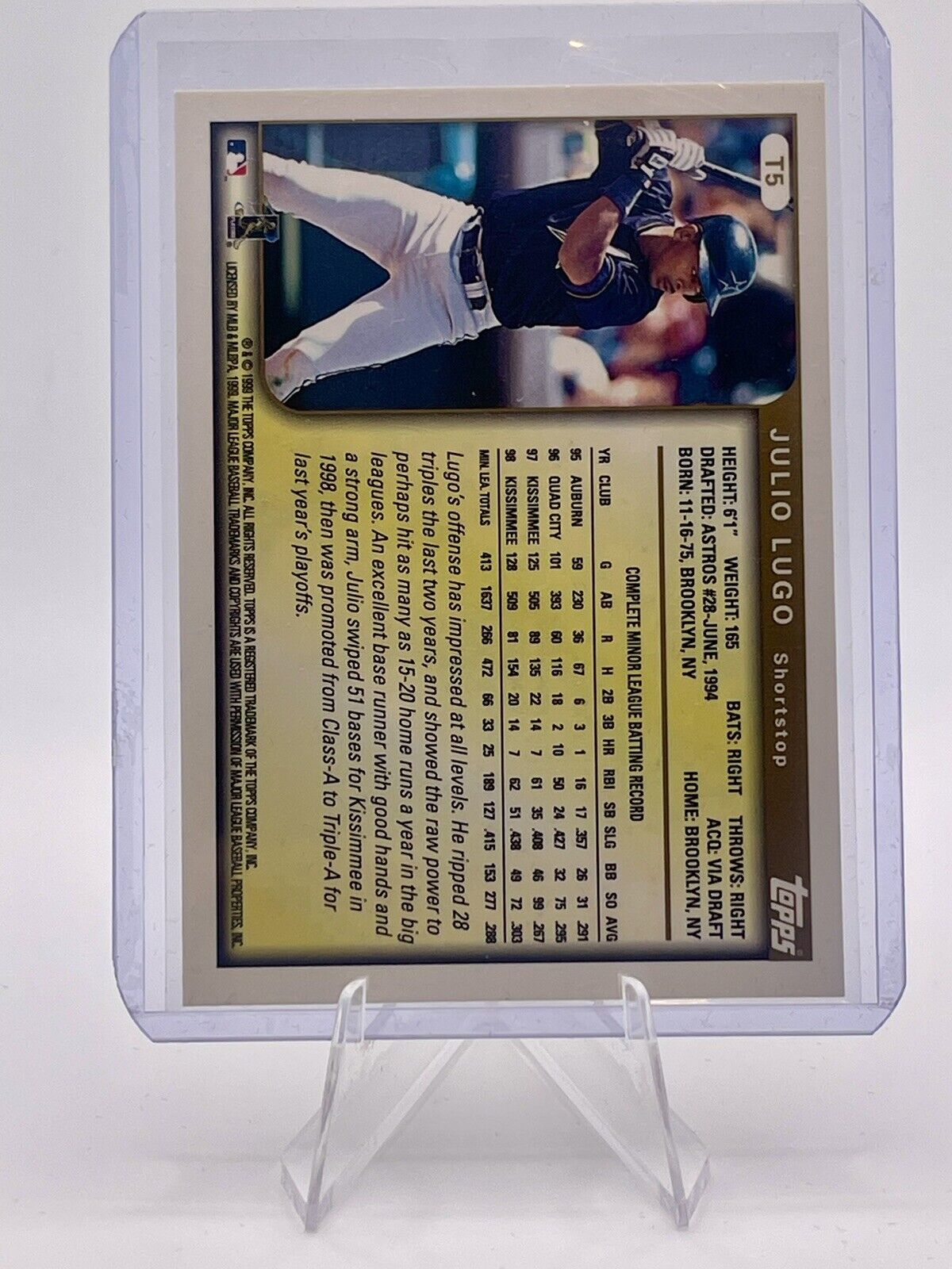 Julio Lugo 1999 Topps Traded Rookie Card #T5
