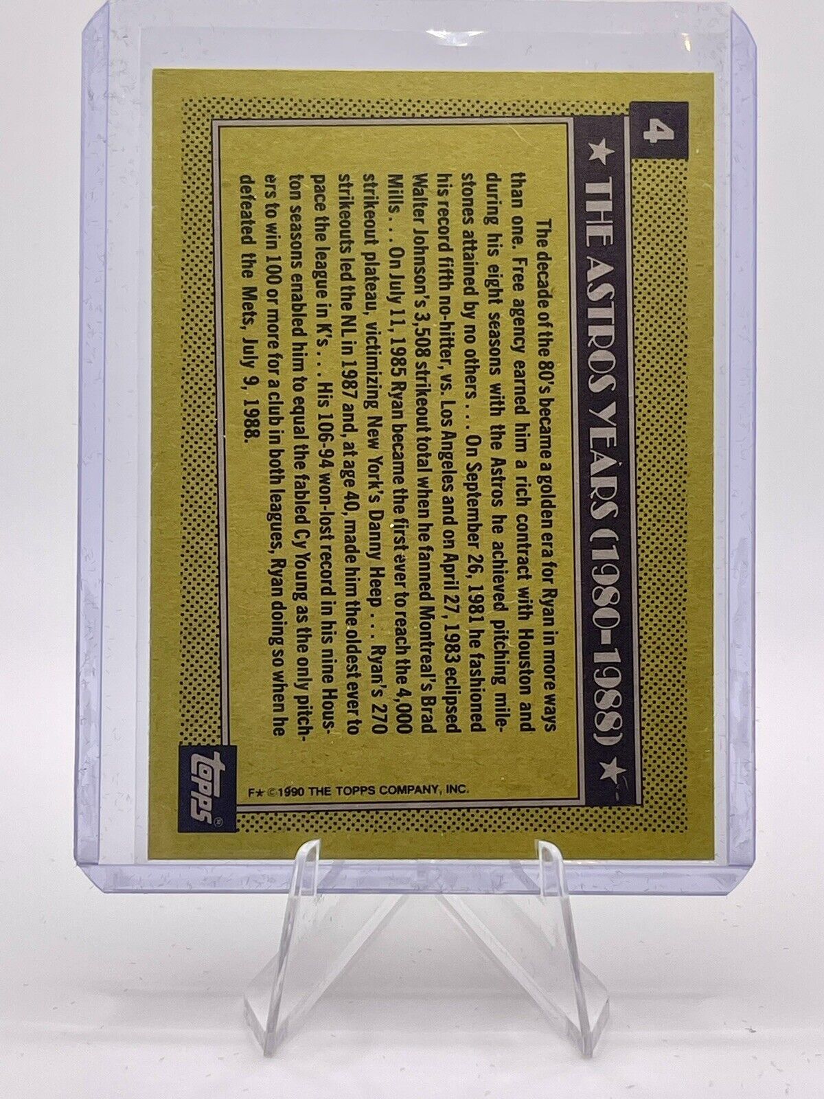 Nolan Ryan 1990 Topps Baseball 5000 Strikeouts #4