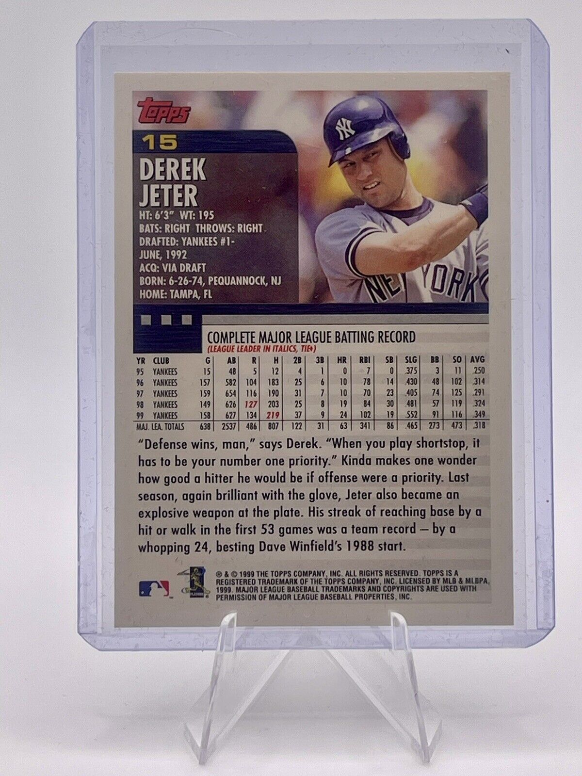 Derek Jeter 2000 Topps Baseball Card # 15