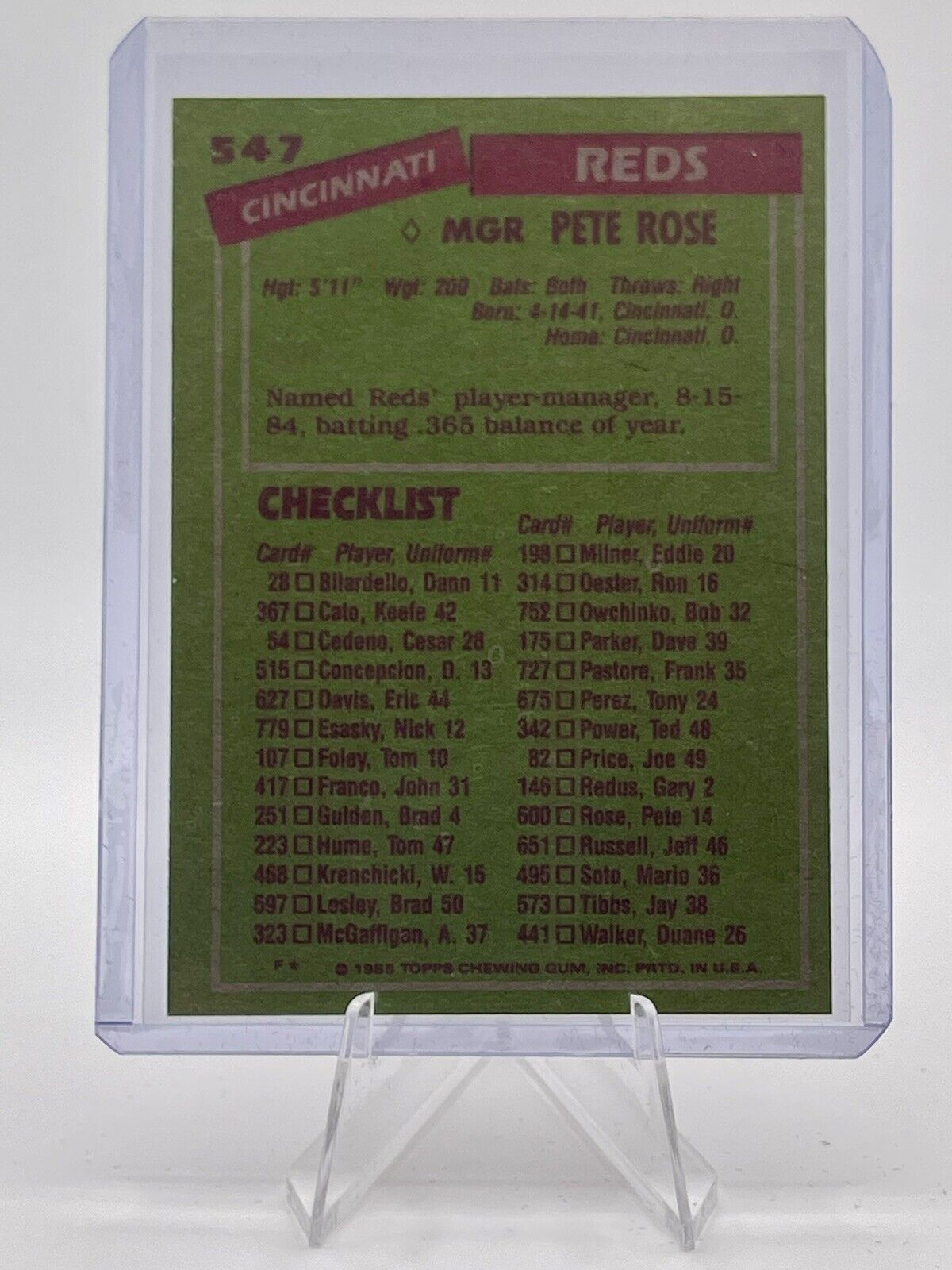 Pete Rose 1985 Topps #547