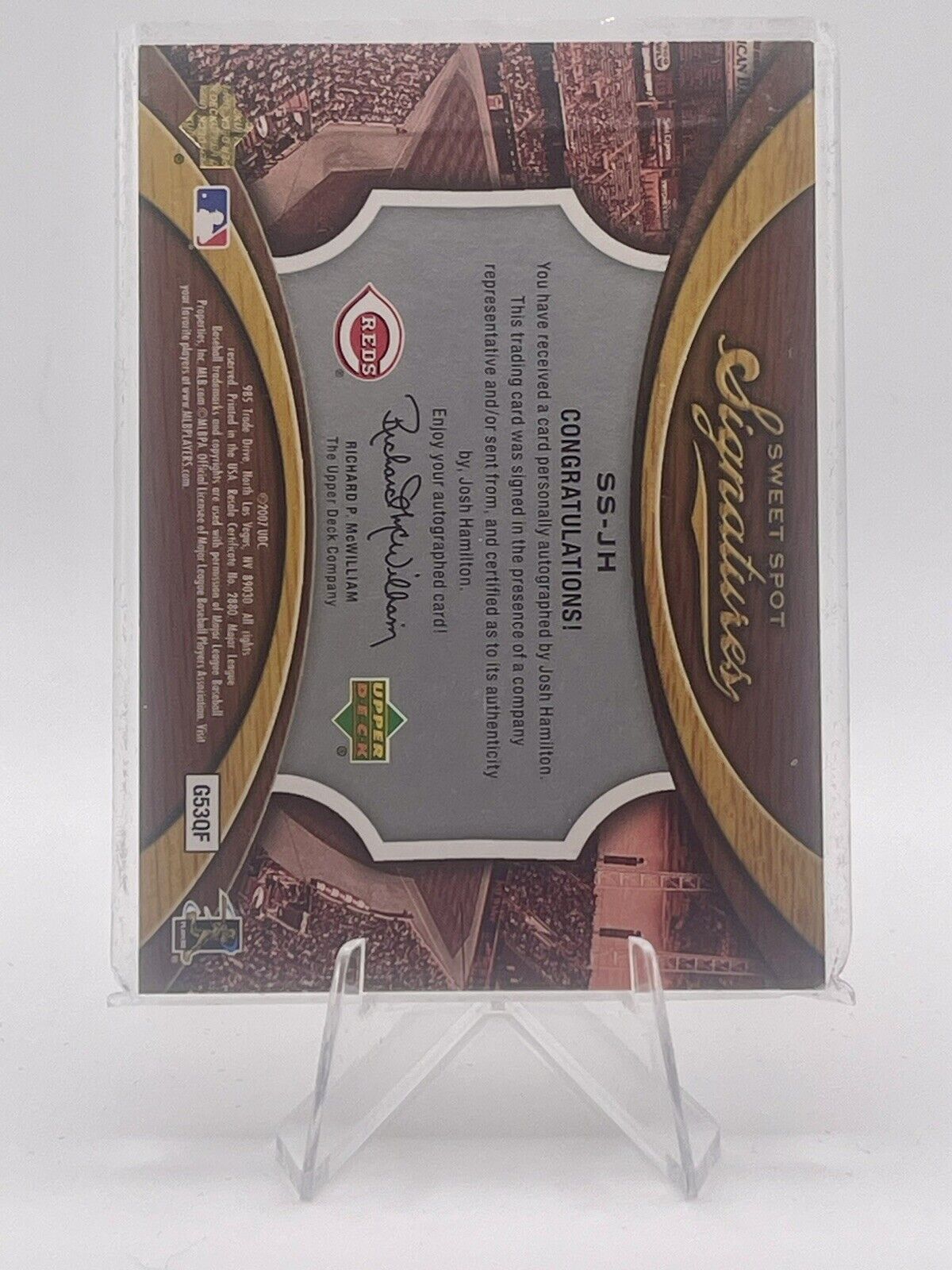 Josh Hamilton 2007 Upper Deck Sweet Spot Signatures