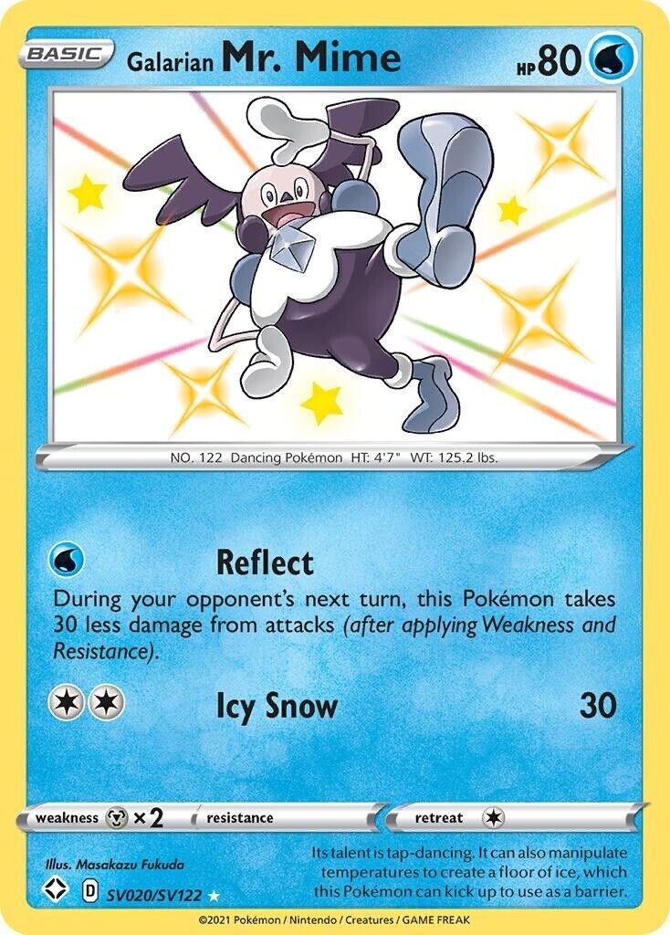Galarian Mr. Mime SV020/SV122 Shiny Holo Rare Pokemon Shining Fates NM