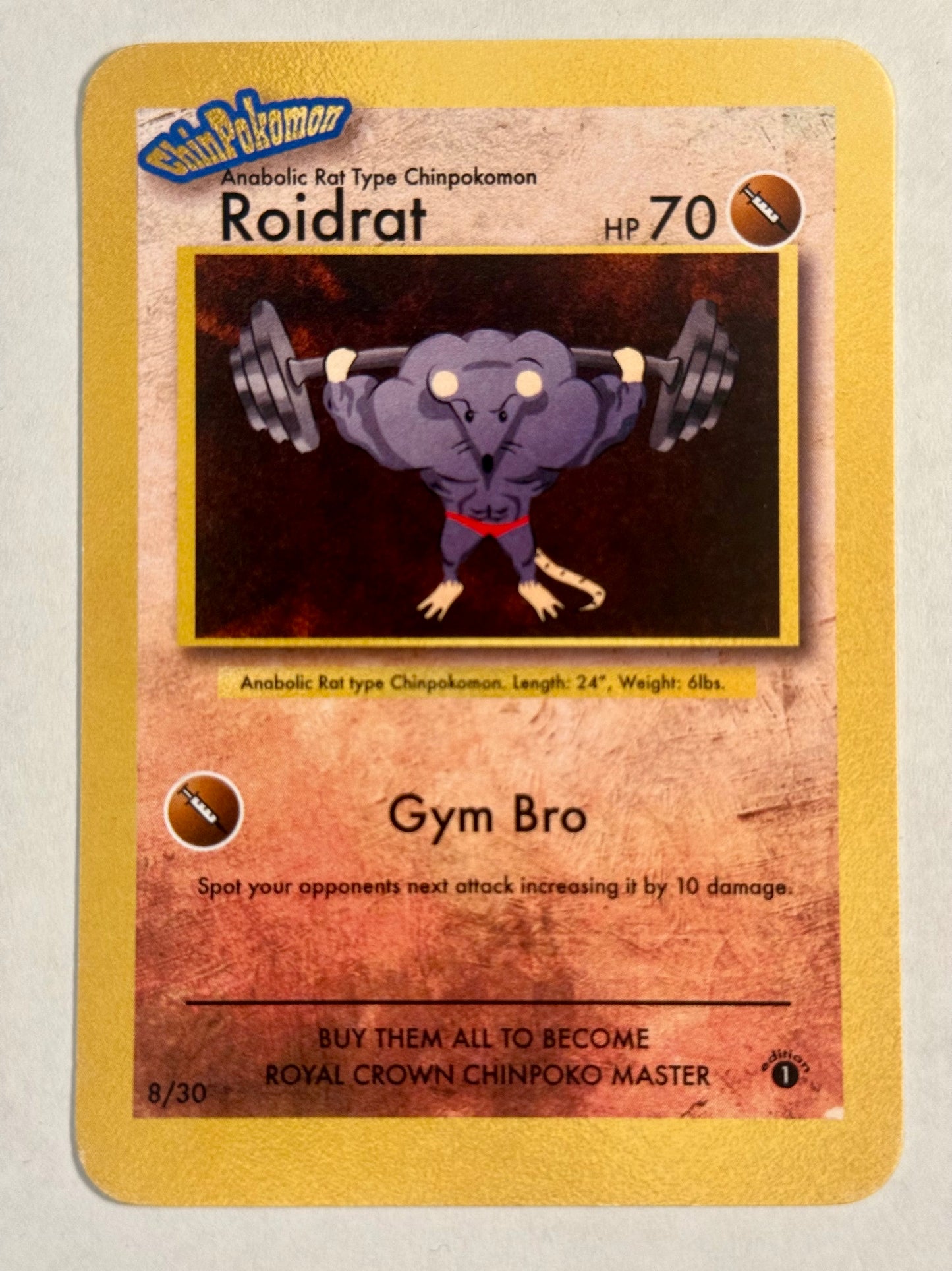 Roidrat Parody Trading Card Gym Bro 8/30 Blank Back Novelty Card