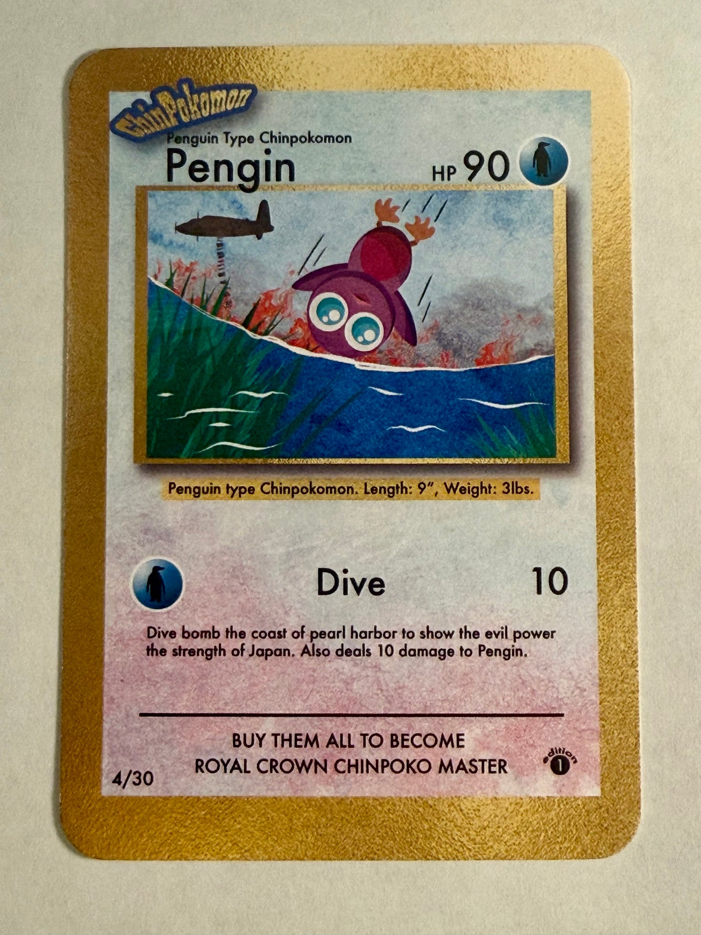 Pengin Chinpokomon Parody Card 4/30 – Blank Back Novelty Collectible