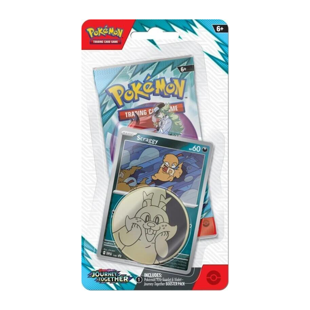 Pokémon TCG Journey Together Scraggy Checklane Blister Pack | Booster + Coin