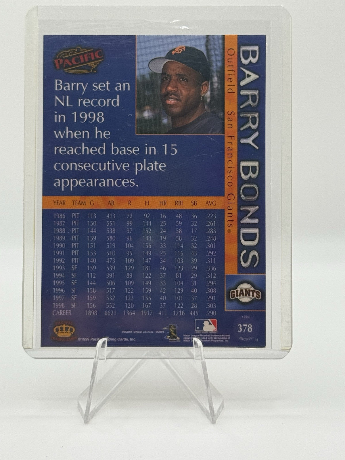 1999 Pacific - #378 Barry Bonds