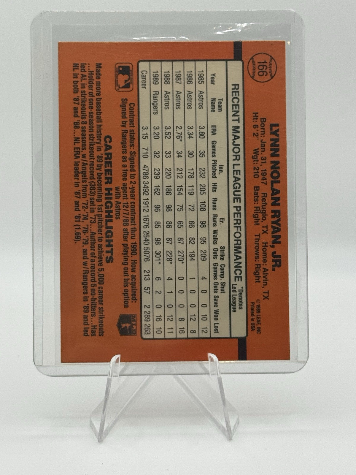 1990 Donruss - #166 Nolan Ryan