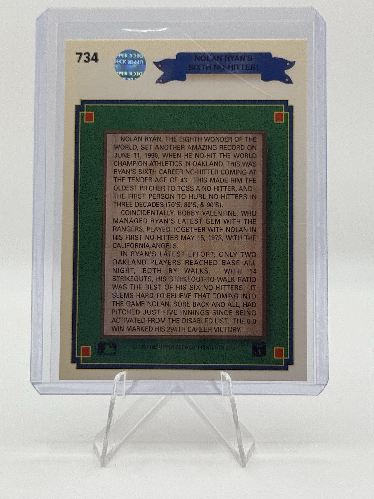 1990 Upper Deck - #734 Nolan Ryan