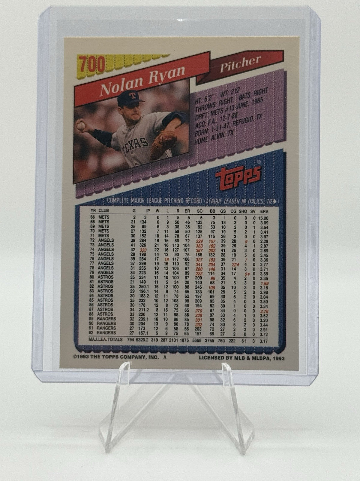 1993 Topps - #700 Nolan Ryan