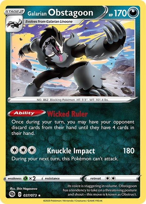Galarian Obstagoon 37/73 Champions Path Holo Crown Graded 9.5