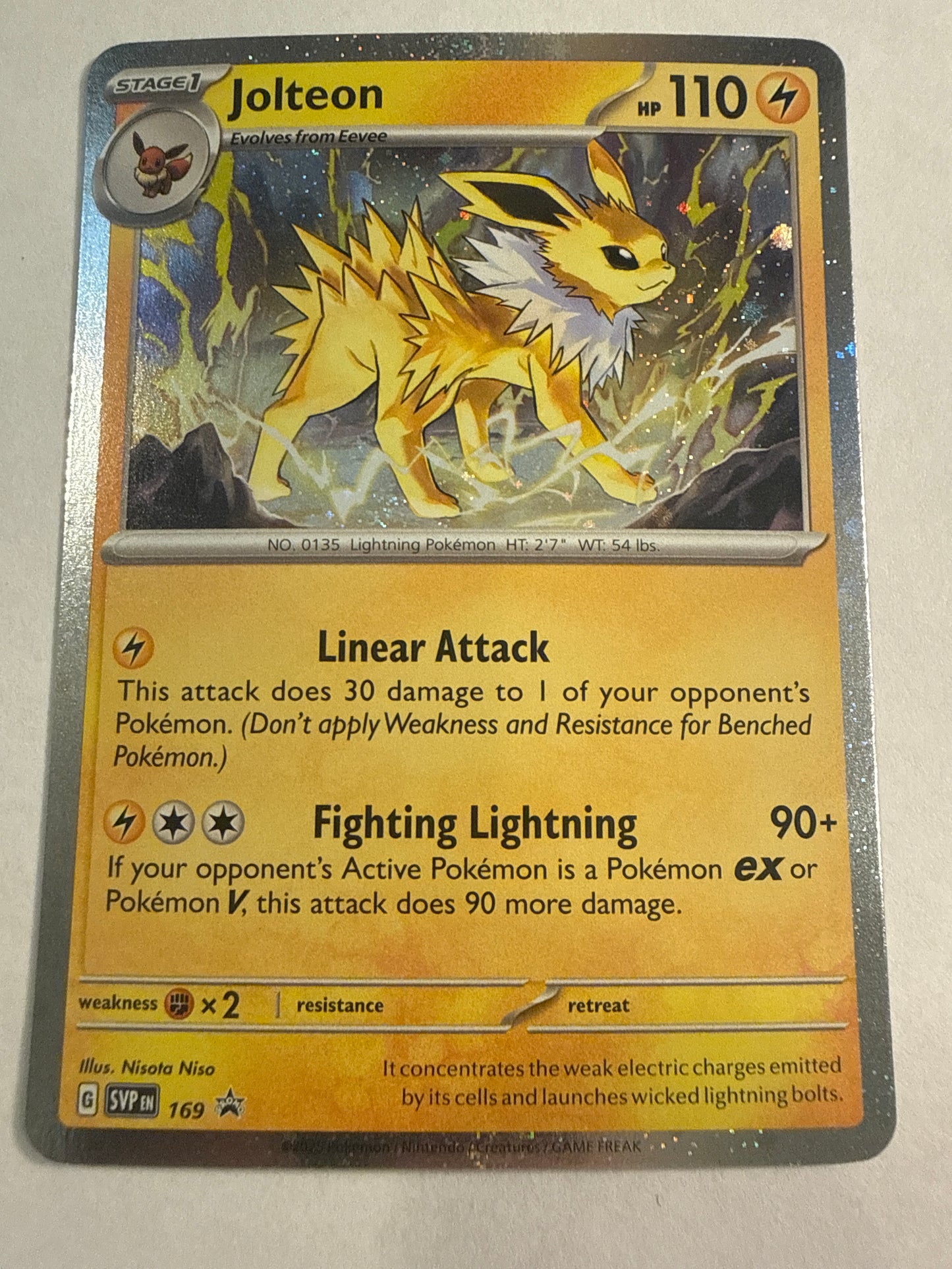 Pokémon TCG Jolteon SVP 169 Black Star Promo Cosmos Holo Prismatic Evolutions Poster Collection