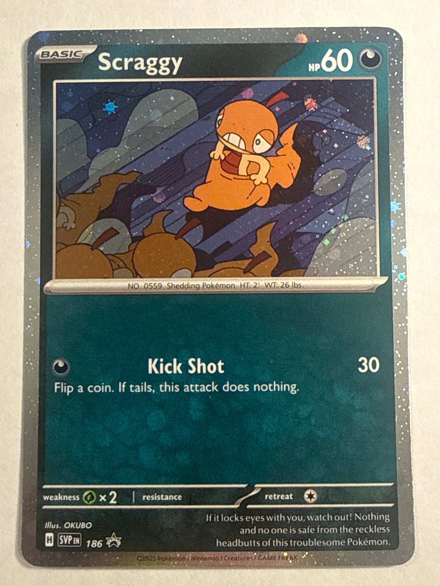 Pokémon TCG Scraggy SVP 186 Scarlet & Violet Black Star Promo Cosmos Holo 151 Poster Collection