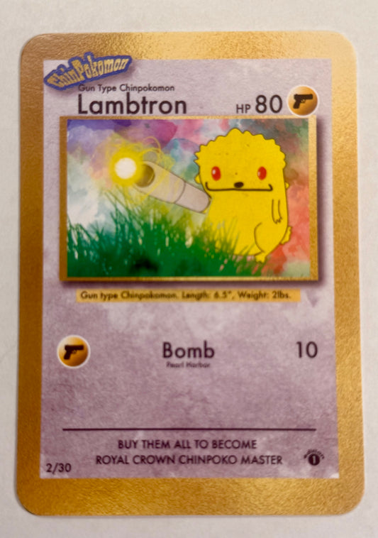 Lambtron Chinpokomon Parody Card (Gold Border) – Novelty Collectible