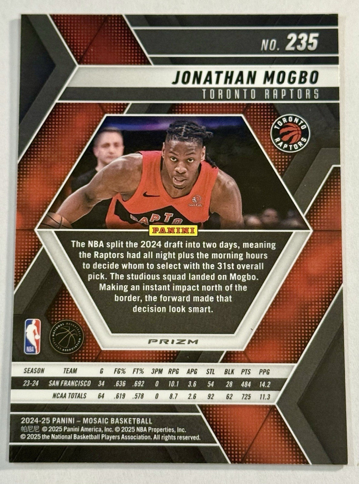 2024-25 Panini Mosaic - Rookies Jonathan Mogbo #235 (RC)