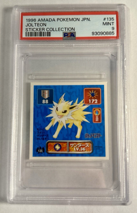 PSA 9 Graded 1996 Amada Pokemon Japanese Sticker Collection 177 Jolteon Holo