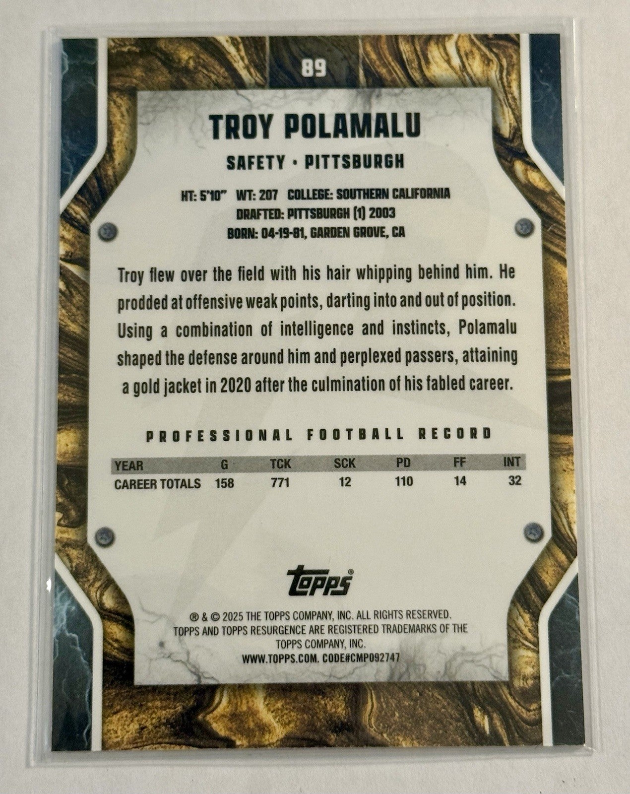 2024 Topps Resurgence - Troy Polamalu #89 Prism Refractor