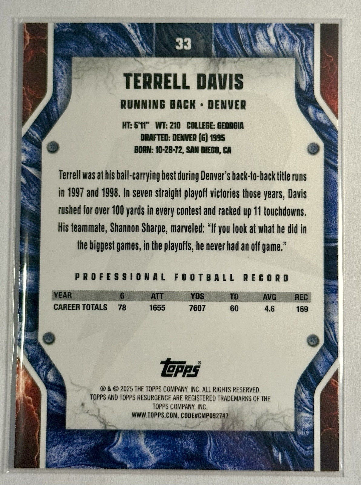 2024 Topps Resurgence - Terrell Davis #33