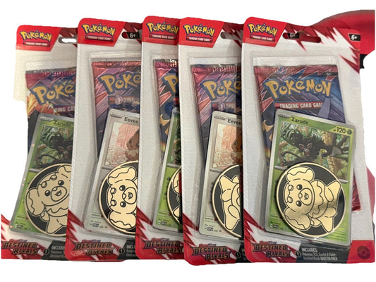 Pokémon Destined Rivals Blister Pack Zarude Cosmos Holo Promo & Coin Lot of 5