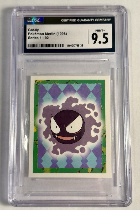 Gastly Merlin 1998 Series 1 - 92 Sticker CGC 9.5 Pokemon Green