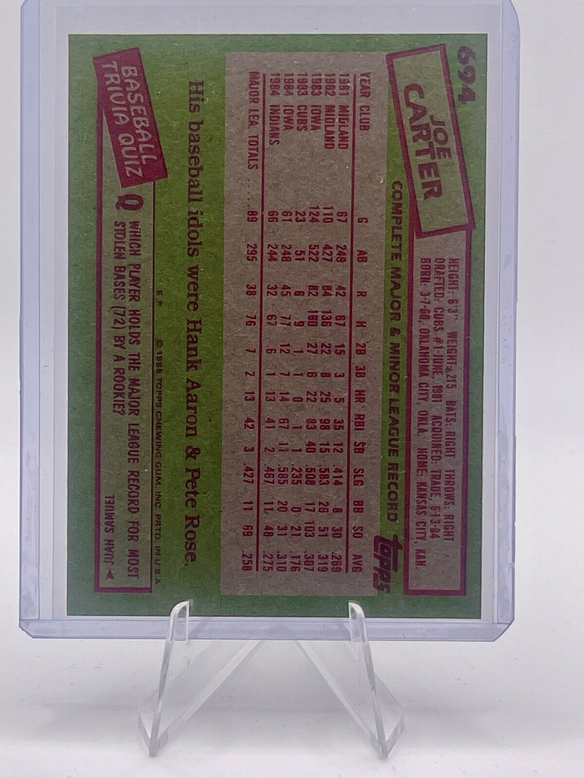 Joe Carter #694 1985 Topps