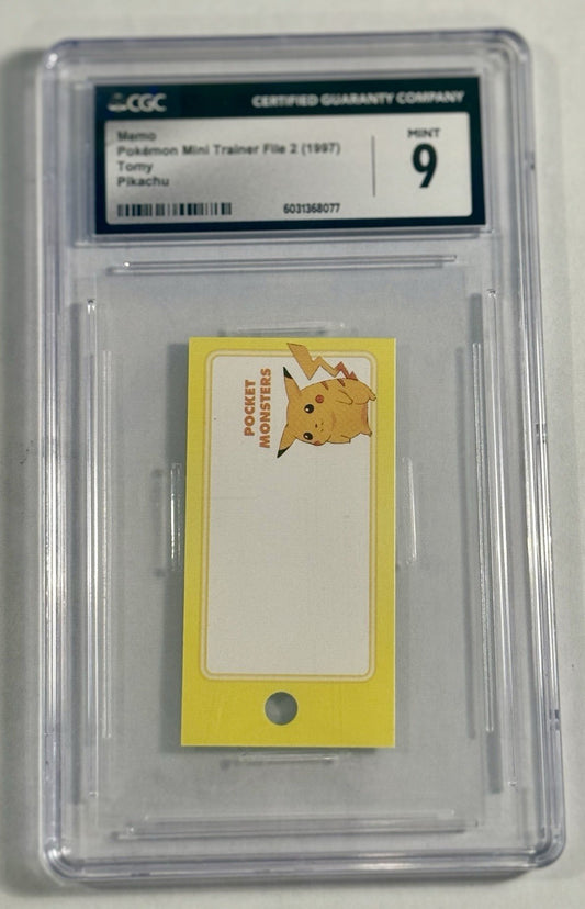 Pikachu 1997 Pokemon Mini Trainer File 3 Tomy MEMO RARE - CGC 9