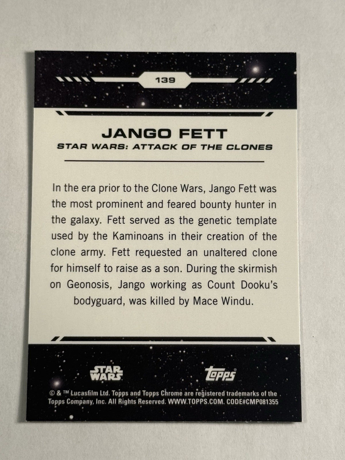 Jango Fett Rainbow Refractor 2024 Topps Chrome Star Wars #139