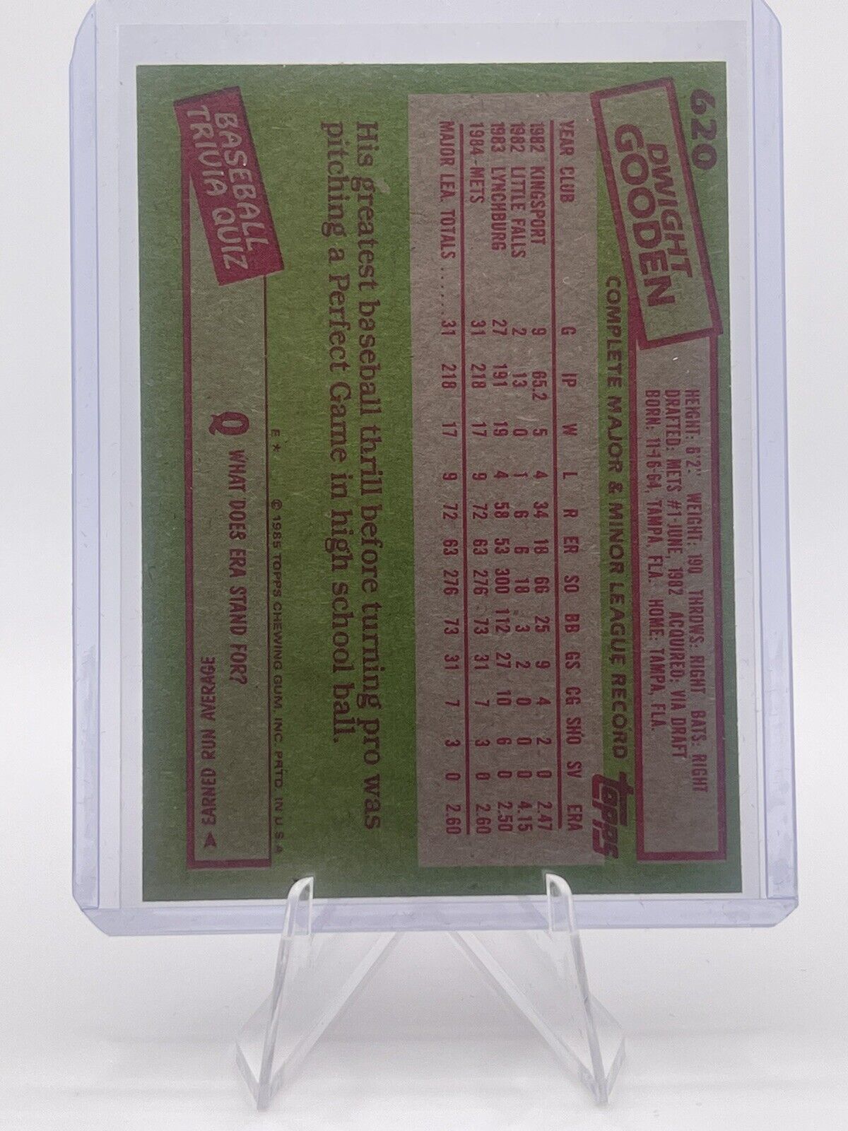 Dwight Gooden 1985 Topps Rookie #620