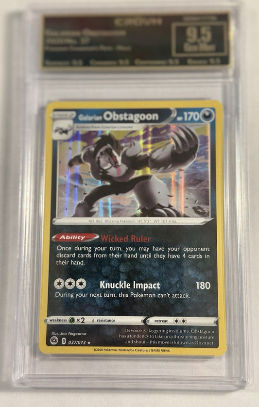 Galarian Obstagoon 37/73 Champions Path Holo Crown Graded 9.5