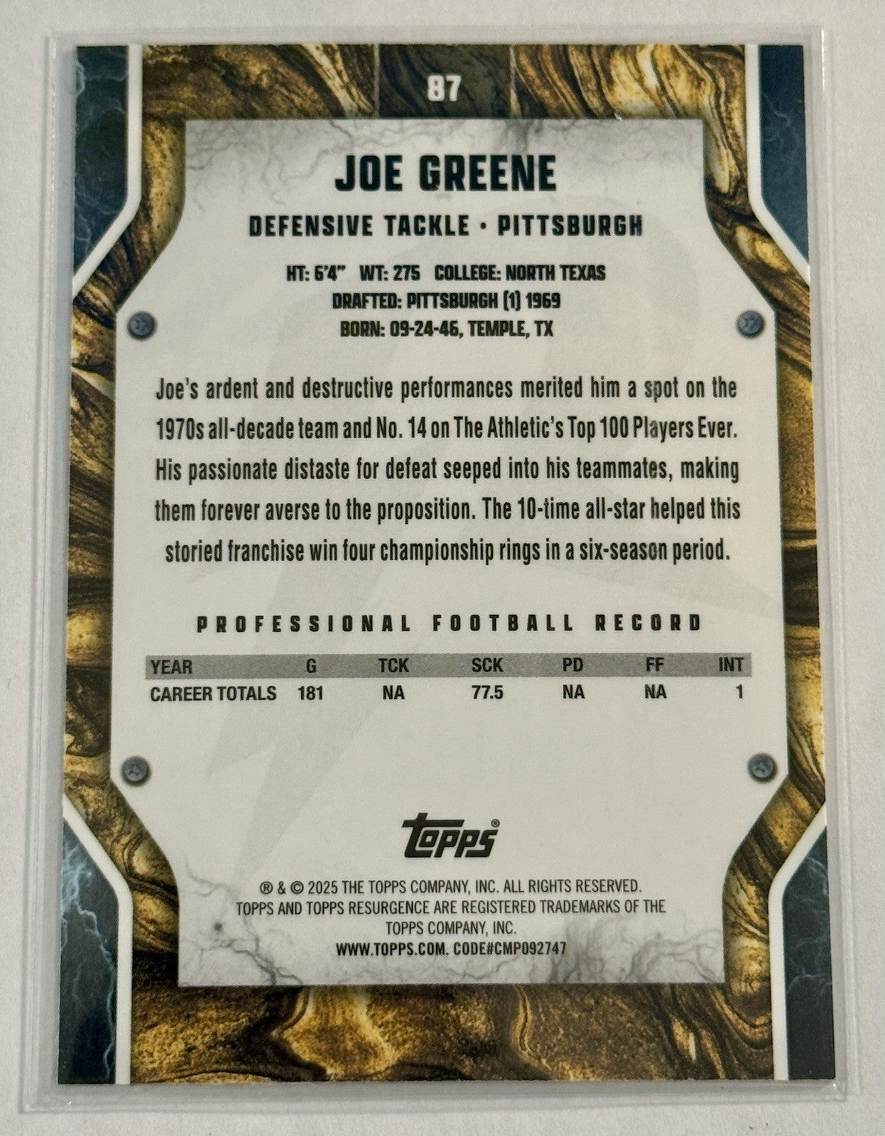 2024 Topps Resurgence - Joe Greene #87