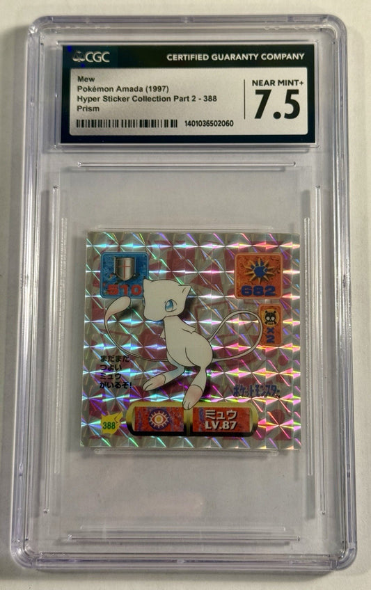 Pokemon Mew #388 Holo 1997 Amada Sticker Collection Kai PSA 7.5 Rare Vintage