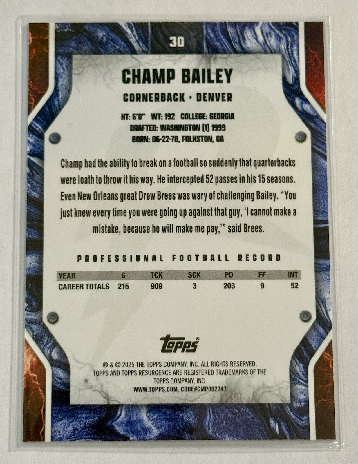 2024 Topps Resurgence - Champ Bailey #30 Refractor