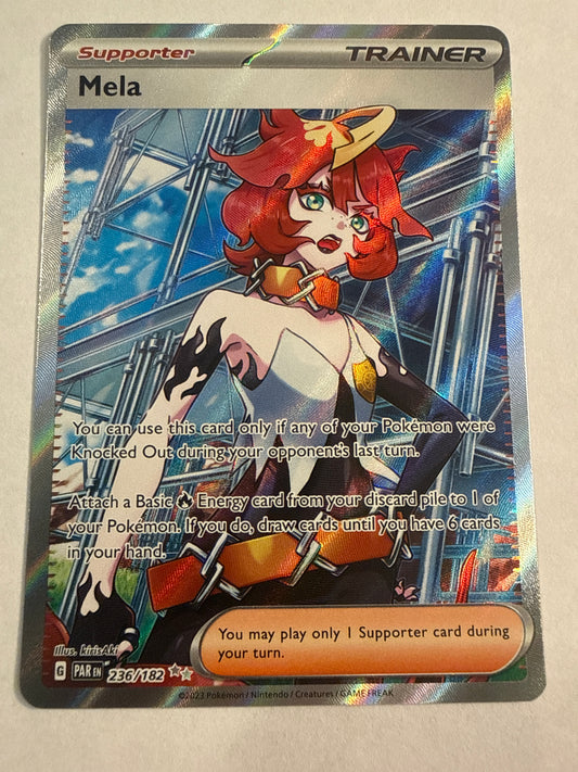 Pokémon TCG Mela 236/182 Full Art Ultra Rare Supporter Paradox Rift