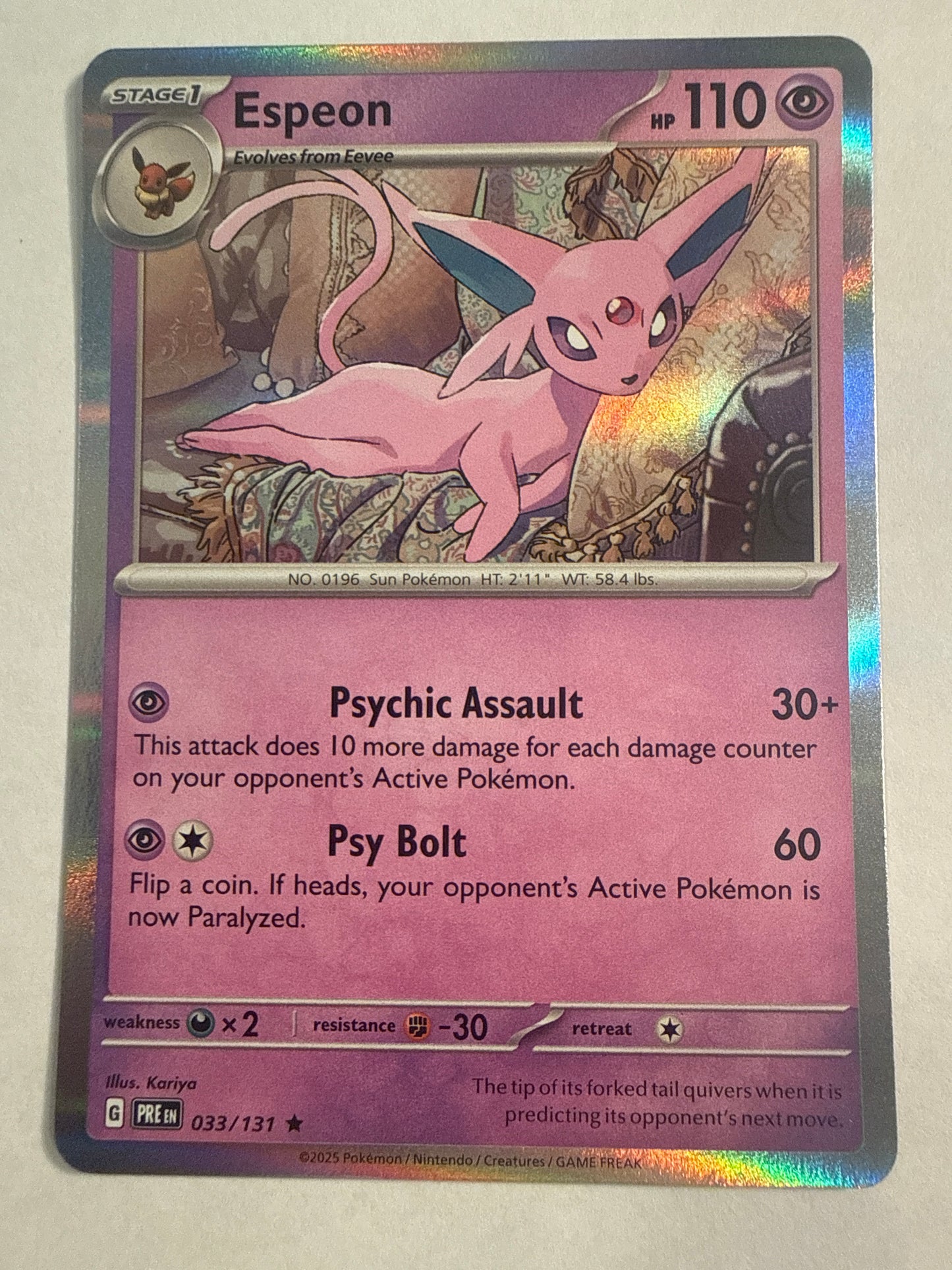 Pokémon TCG Espeon 033/131 Prismatic Evolutions Holo Rare