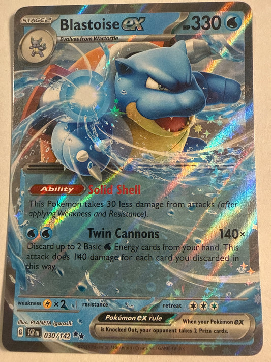 Pokémon TCG Blastoise ex 030/142 Stellar Crown Double Rare Holo