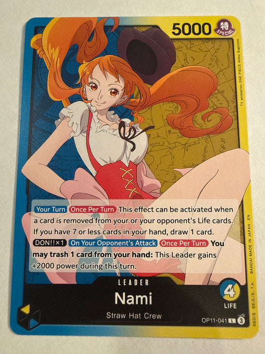 One Piece Card Game Nami OP11-041 Leader OP11 A Fist of Divine Speed English