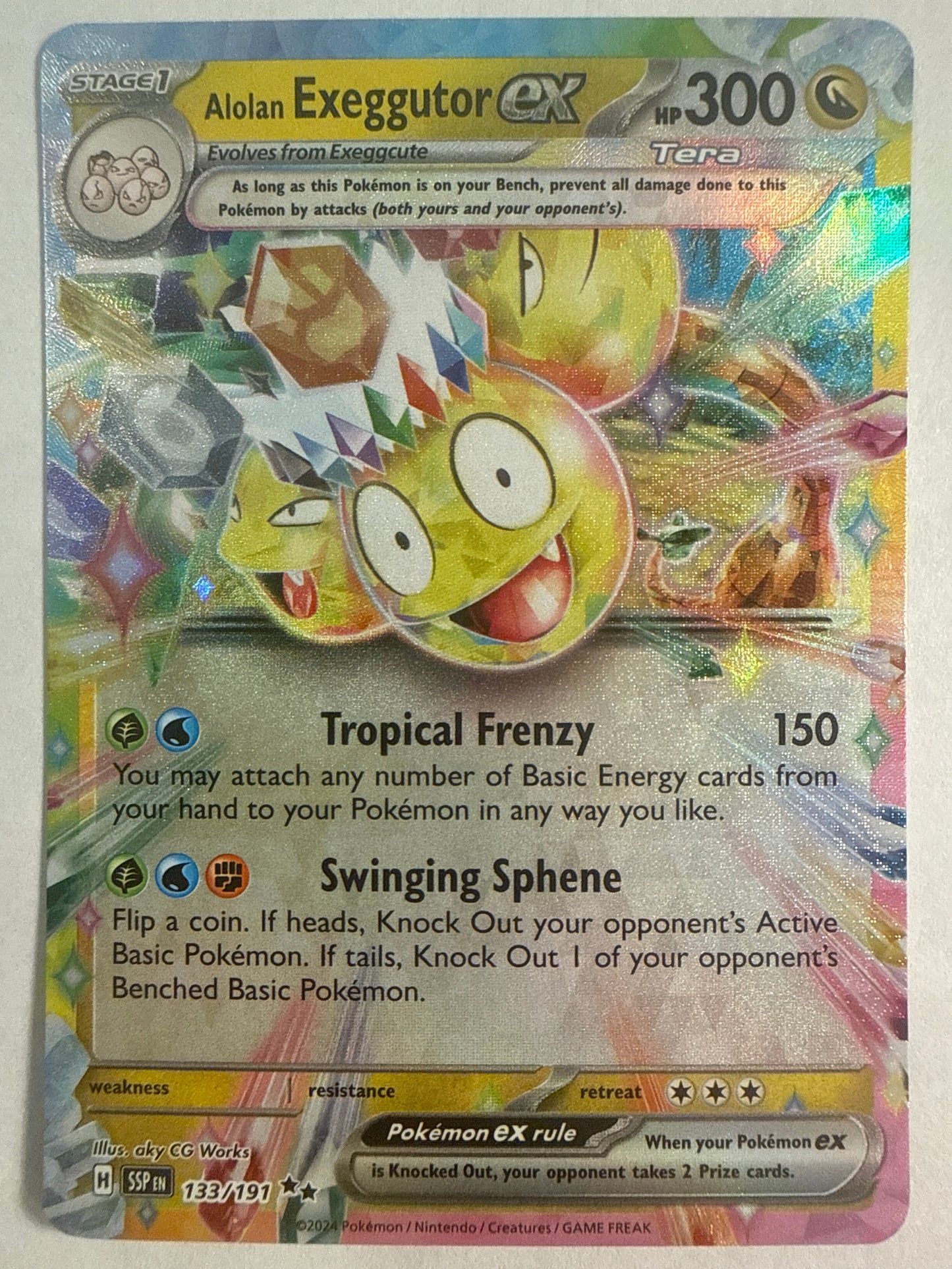Pokémon TCG Alolan Exeggutor ex 133/191 Surging Sparks Double Rare Holo