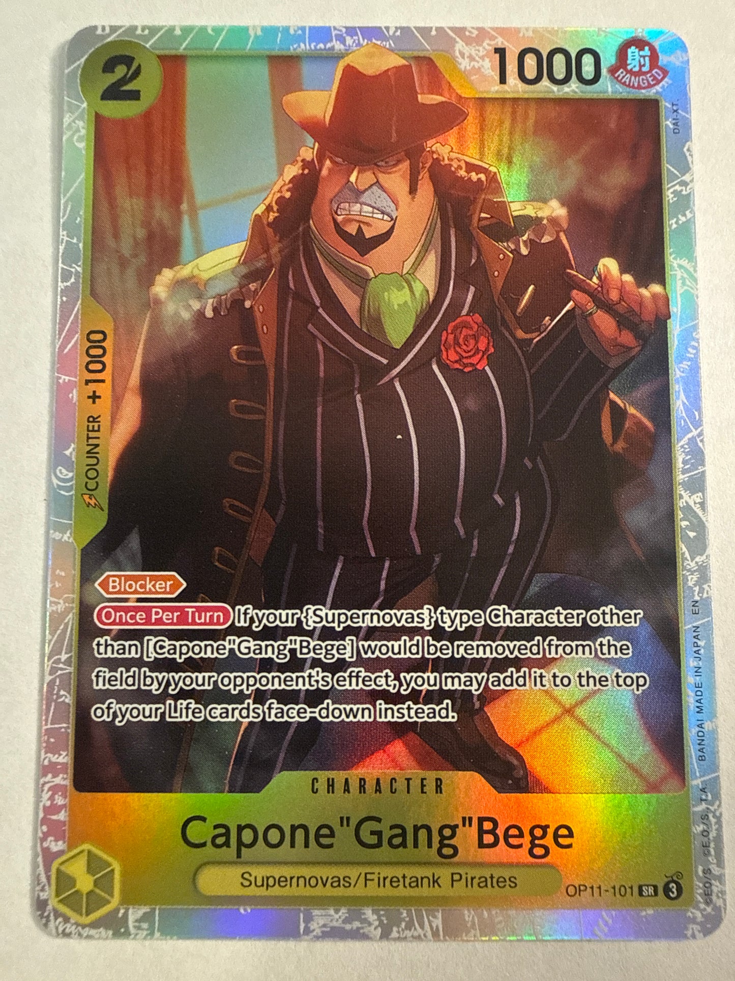 One Piece Card Game Capone “Gang” Bege OP11-101 SR Super Rare A Fist of Divine Speed English