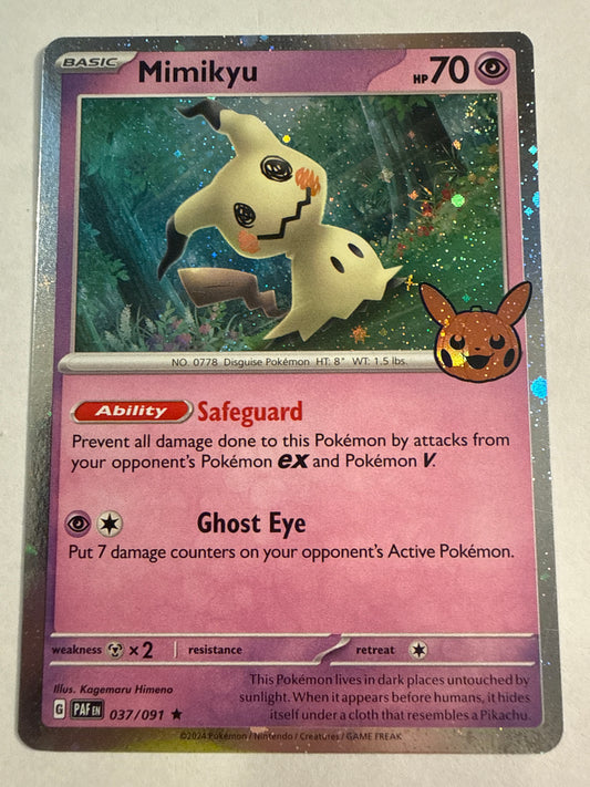 Pokémon TCG Mimikyu 037/091 Holo Rare Pokemon Day 2024 Promo Stamp Paldean Fates